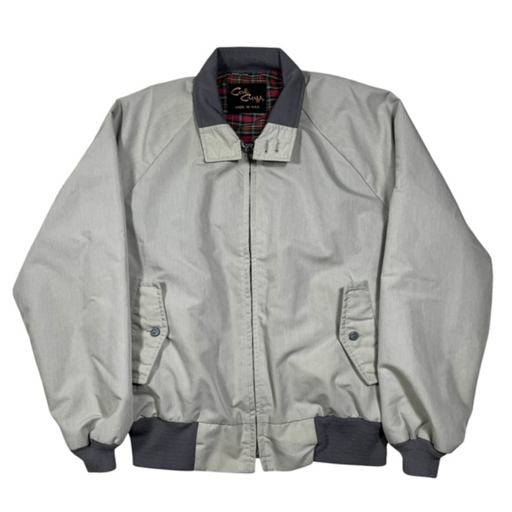 Vintage‎ Harrington Jacket Cal Craft Mens Grey Plaid Lined Bomber Steve McQueen